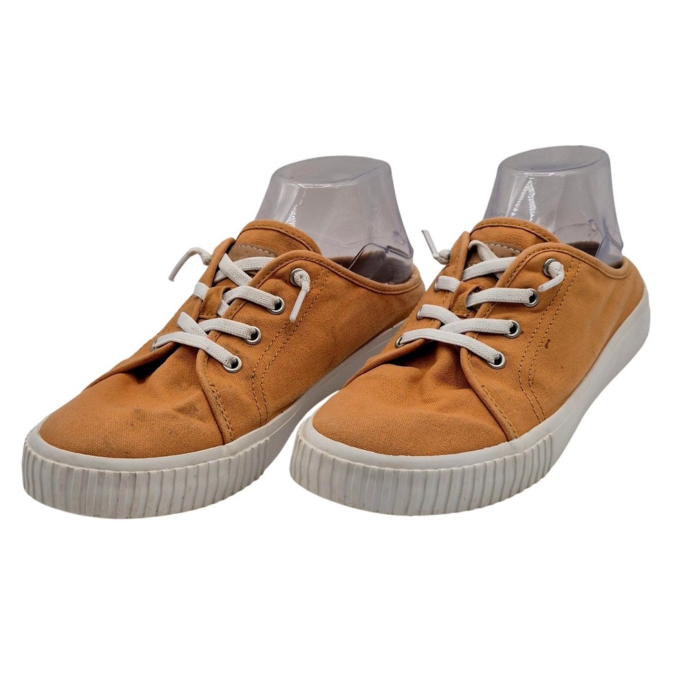 Timberland Shoes Womens Size 9.5 Tan Canvas Slip On Sneakers Casual A2DG3 A43118